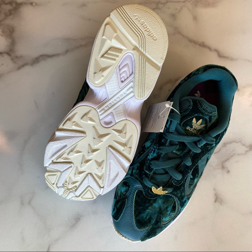 ADIDAS Originals Yung-1 Teal & Gold Velvet Velor Gemstone Torsion Sneakers - Picture 9 of 10